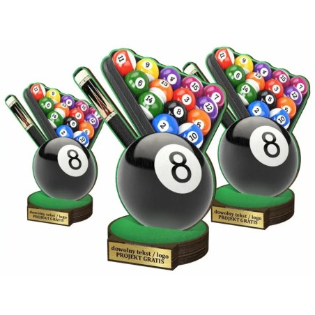 Komplet statuetek z drewna BILARD Snooker 30-25-22cm