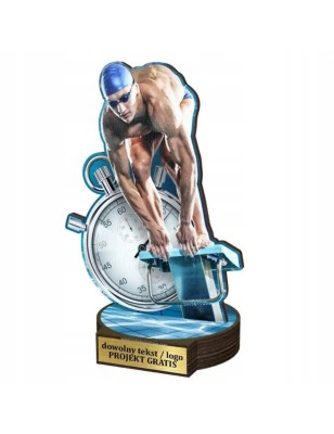 Komplet statuetek z drewna PŁYWACTWO Mężczyzn 30-25-22cm