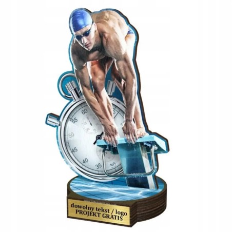 Komplet statuetek z drewna PŁYWACTWO Mężczyzn 30-25-22cm