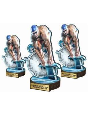 Komplet statuetek z drewna PŁYWACTWO Mężczyzn 30-25-22cm