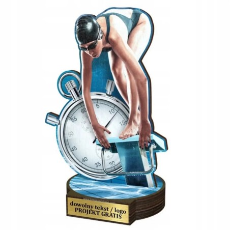 Komplet statuetek z drewna PŁYWACTWO Kobiet 30-25-22cm