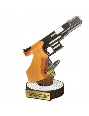 Komplet statuetek z drewna STRZELECTWO Pistolet 30-25-22cm