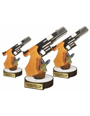 Komplet statuetek z drewna STRZELECTWO Pistolet 30-25-22cm
