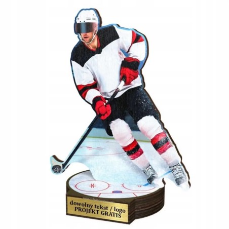 Komplet statuetek z drewna HOKEJ 30-25-22cm