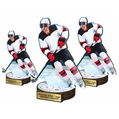 Komplet statuetek z drewna HOKEJ 30-25-22cm