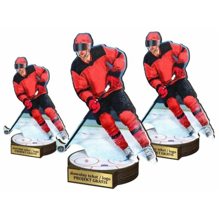 Komplet statuetek z drewna HOKEJ 30-25-22cm