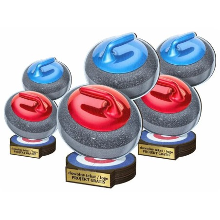 Komplet statuetek z drewna CURLING 30-25-22cm