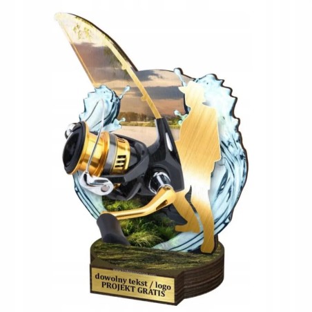 Komplet statuetek z drewna WĘDKARSTWO Spinningowe 30-25-22cm