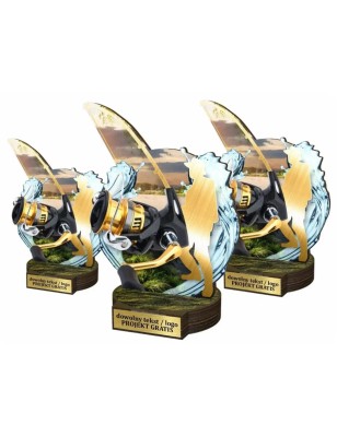 Komplet statuetek z drewna WĘDKARSTWO Spinningowe 30-25-22cm
