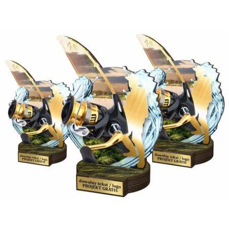 Komplet statuetek z drewna WĘDKARSTWO Spinningowe 30-25-22cm