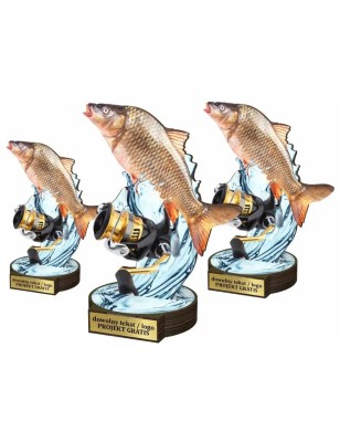 Komplet statuetek z drewna WĘDKARSTWO Karp 30-25-22cm