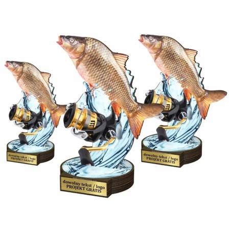 Komplet statuetek z drewna WĘDKARSTWO Karp 30-25-22cm