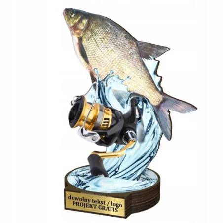 Komplet statuetek z drewna WĘDKARSTWO Leszcz 30-25-22cm