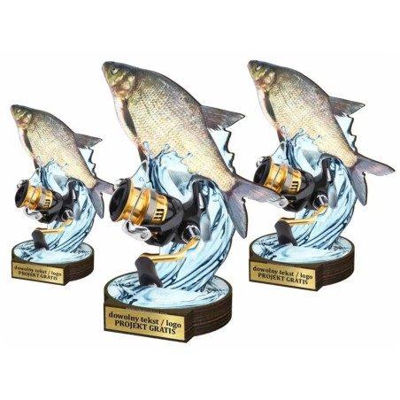 Komplet statuetek z drewna WĘDKARSTWO Leszcz 30-25-22cm