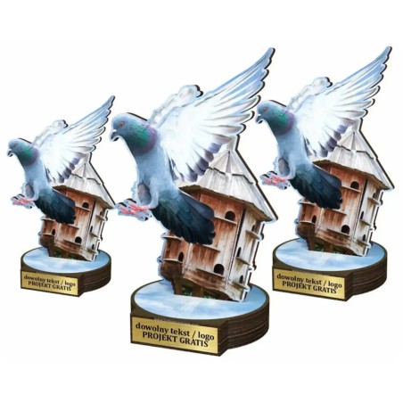 Komplet statuetek z drewna HODOWLA ZWIERZĄT Gołębiarstwo 30-25-22cm
