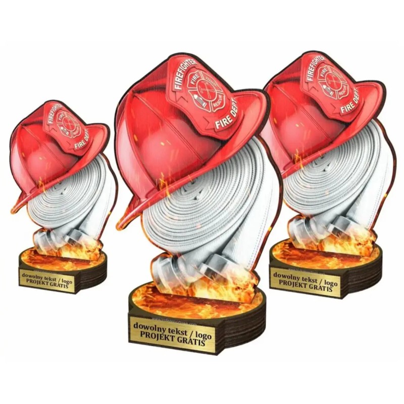 Komplet statuetek z drewna STRAŻACTWO 30-25-22cm