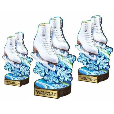 Komplet statuetek z drewna ŁYŻWIARSTWO Figurowe 30-25-22cm