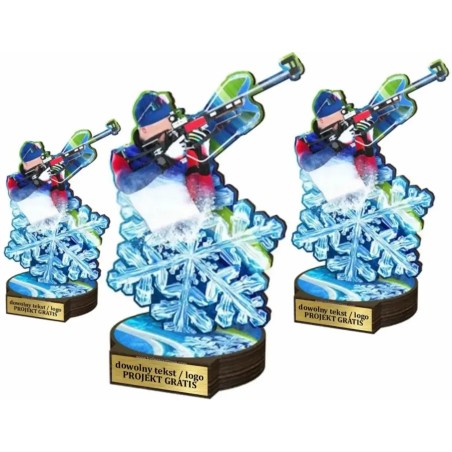 Komplet statuetek z drewna BIATHLON 30-25-22cm