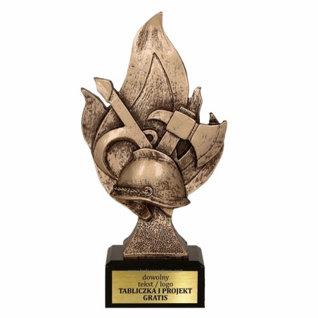 Masywna Statuetka Strażactwo 16-19cm - Odlewana Nagroda Straż Pożarna