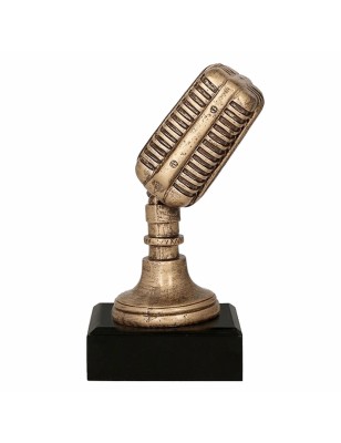 Masywna Odlewana Statuetka Mikrofon Retro 17 cm Grawer w Cenie