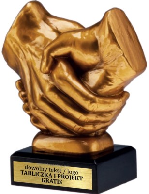Solidna Odlewana Statuetka Uścisk Dłoni 17 cm Wyróżnienie w Biznesie