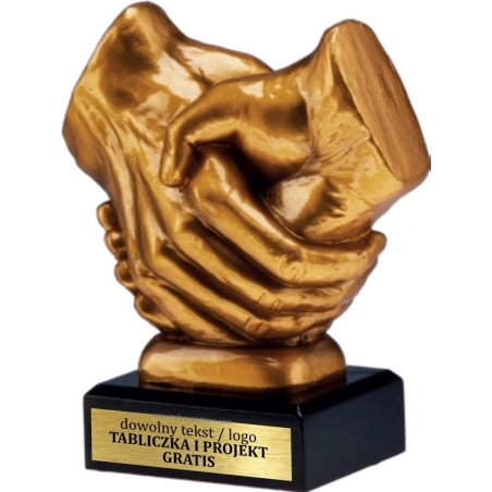 Solidna Odlewana Statuetka Uścisk Dłoni 17 cm Wyróżnienie w Biznesie