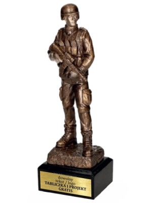 Masywna Odlewana Statuetka Wojsko 25,5 cm Prestiżowa Nagroda Militarna