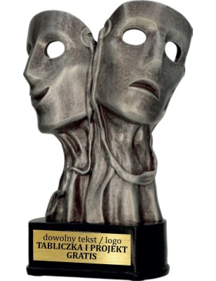 Solidna Odlewana Statuetka Teatr Sztuka 19 cm Maski Projekt w Cenie
