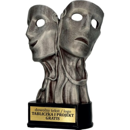 Solidna Odlewana Statuetka Teatr Sztuka 19 cm Maski Projekt w Cenie