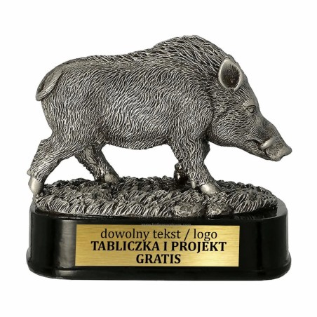 Odlewana Statuetka Myślistwo Masywna 15 cm Dzik Łowiectwo