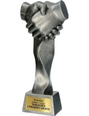 Odlewana Wysoka Statuetka Uścisk Dłoni 24 cm Okolicznościowa