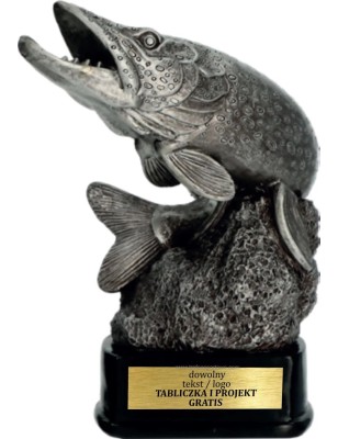 Odlewana Statuetka Wędkarstwo Szczupak 20 cm Grawer w Cenie