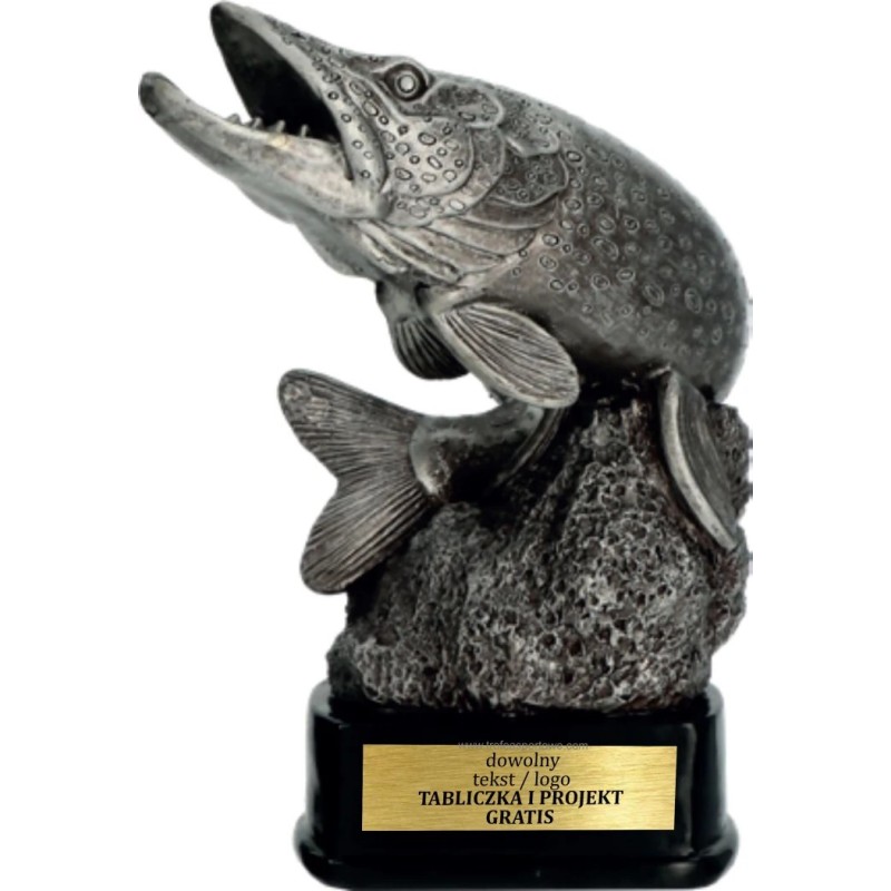 Odlewana Statuetka Wędkarstwo Szczupak 20 cm Grawer w Cenie Odlewana Statuetka Wędkarstwo Szczupak 20 cm Grawer w Cenie