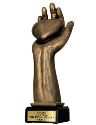 Odlewana Masywna Statuetka Serce na Dłoni 25 cm dla Wolontariusza