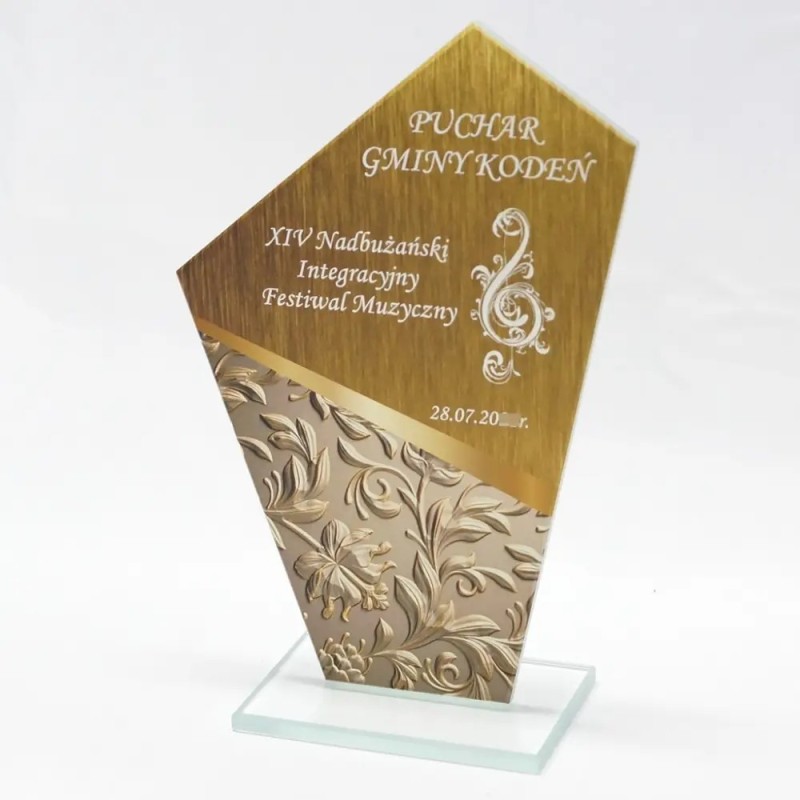 Statuetka szklana M64 tanie trofeum sportowe i biznesowe z nadrukiem
