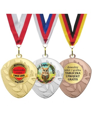Medal uniwersalny 5cm piórko z szarfą i wklejką