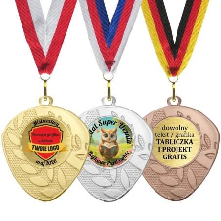 Medal uniwersalny 5cm piórko z szarfą i wklejką