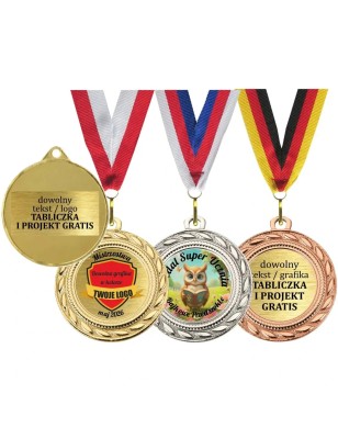 medal szkolny dla dzieci 4cm z dwiema wklejkami i szarfą