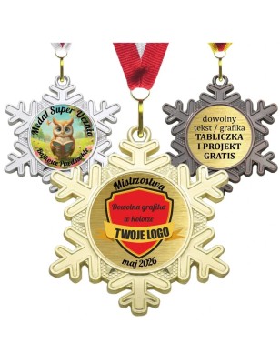 Medal zimowy z wklejką i szarfą