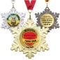 Medal zimowy D47 5cm z nadrukiem i szarfą śnieżynka płatek śniegu