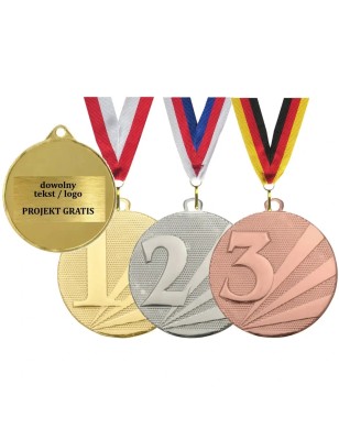 Medal uniwersalny D112E 5cm z nadrukiem i szarfą 1 2 3 miejsce podium