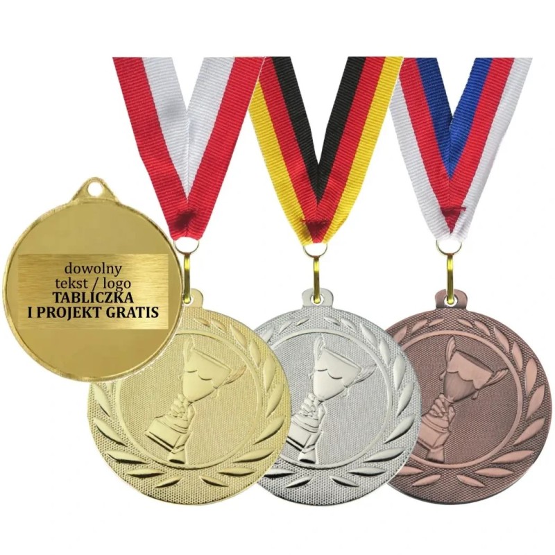 Medal z pucharem 5cm z nadrukiem i szarfą DI5000A