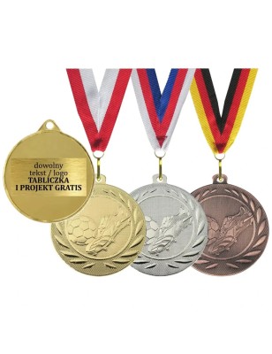 Medal piłkarski 5cm z nadrukiem i szarfą piłka nożna but