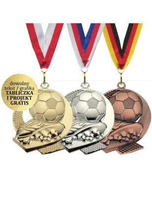 Medal piłkarski ażurowy korek piłka 5cm szarfa ME053