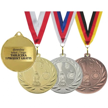 Medal biegowy bieganie 5cm z nadrukiem i szarfą DI5000G