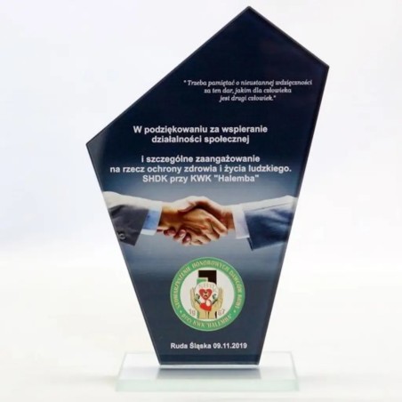 statuetka szklana z nadrukiem kolorowym UV