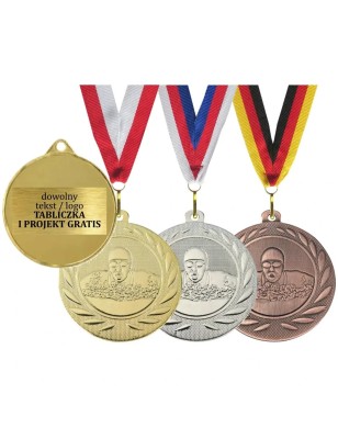 Medal pływacki pływanie z wklejką i szarfą