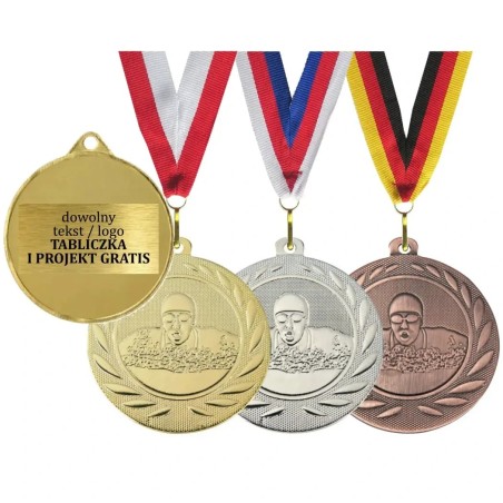 Medal pływacki pływanie z wklejką i szarfą