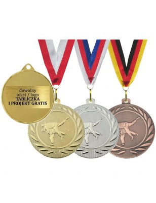 Medal z szarfą i tabliczką judo karate sporty walki