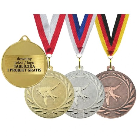 Medal z szarfą i tabliczką judo karate sporty walki
